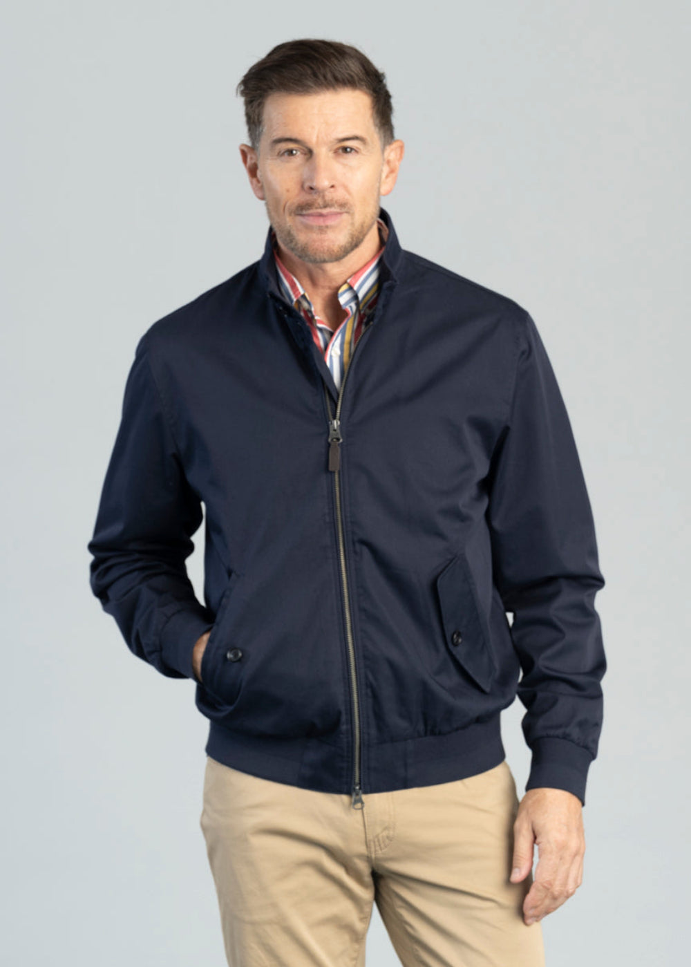Cotton Blend Harrington Jacket