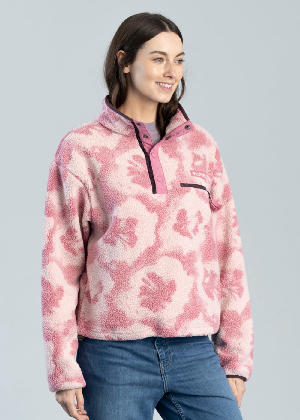 Helvetia II Printed Cropped Half Snap Fleece