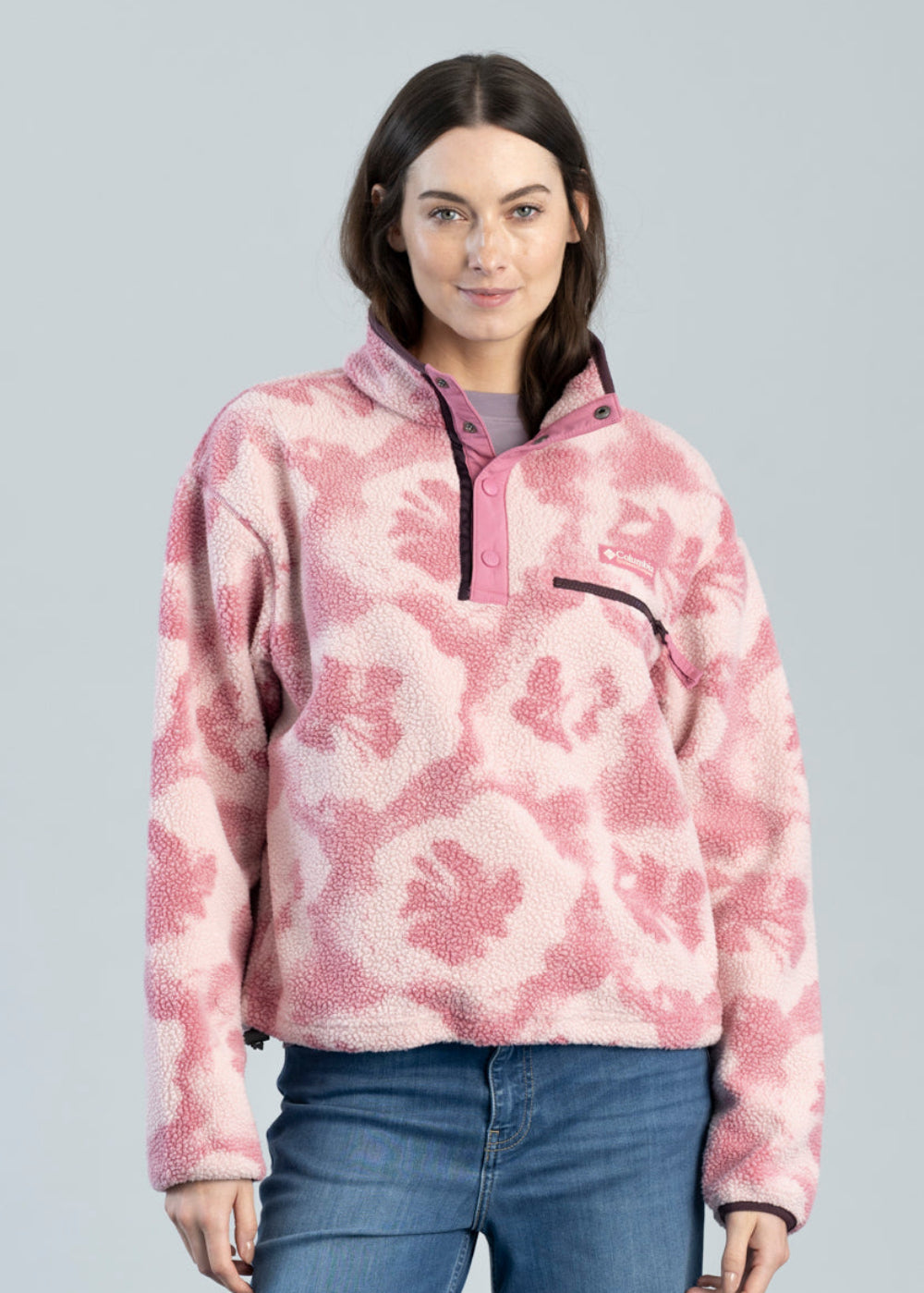 Helvetia II Printed Cropped Half Snap Fleece