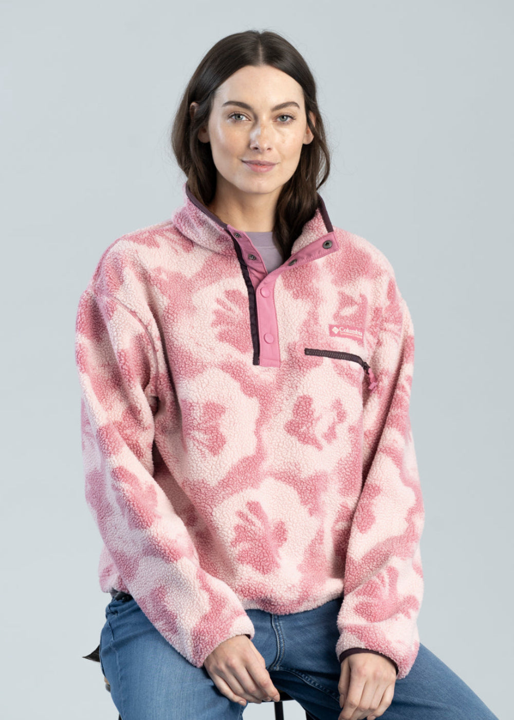 Helvetia II Printed Cropped Half Snap Fleece