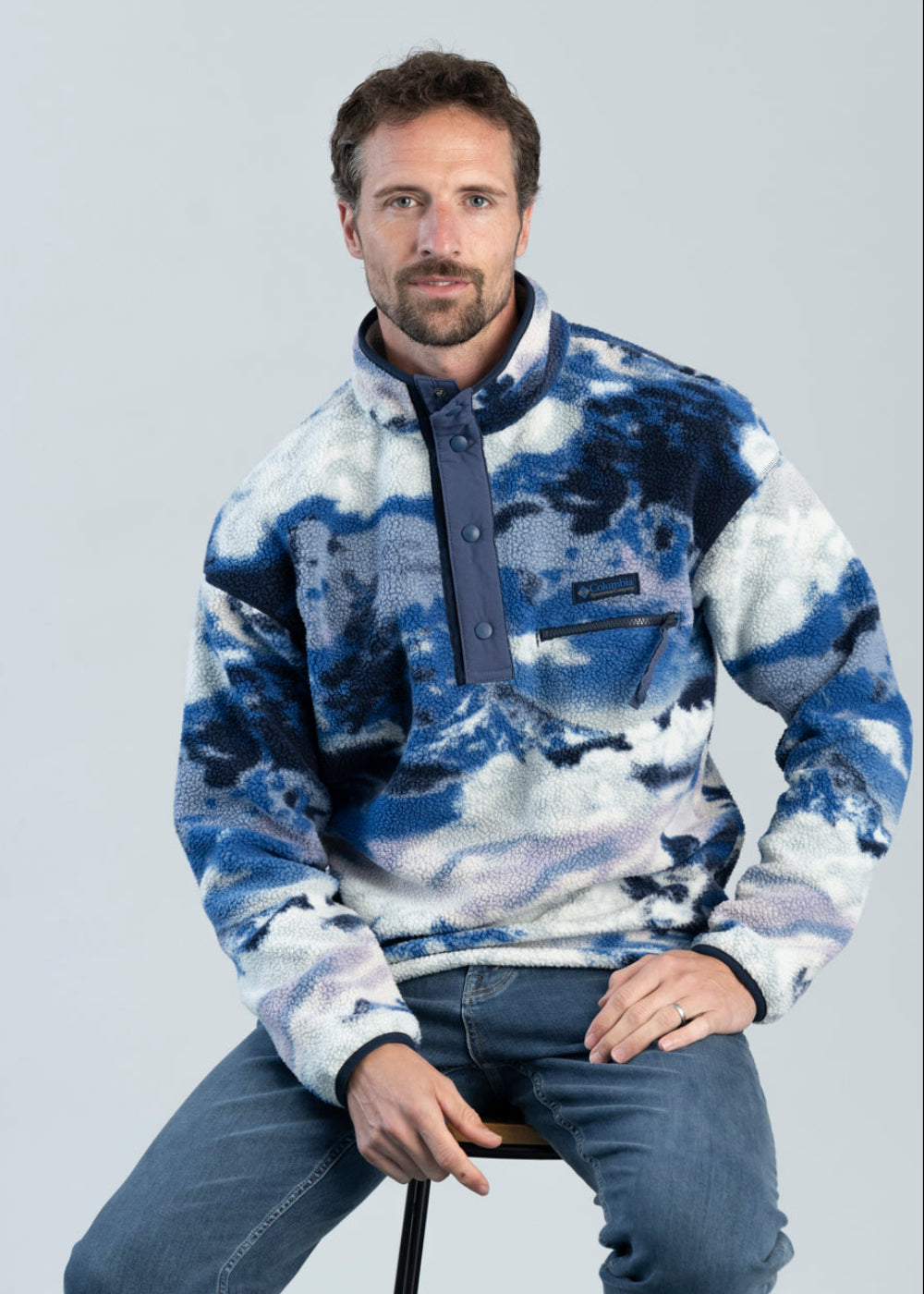 Columbia Helvetia II Printed Half Snap Fleece – Collegiate Navy