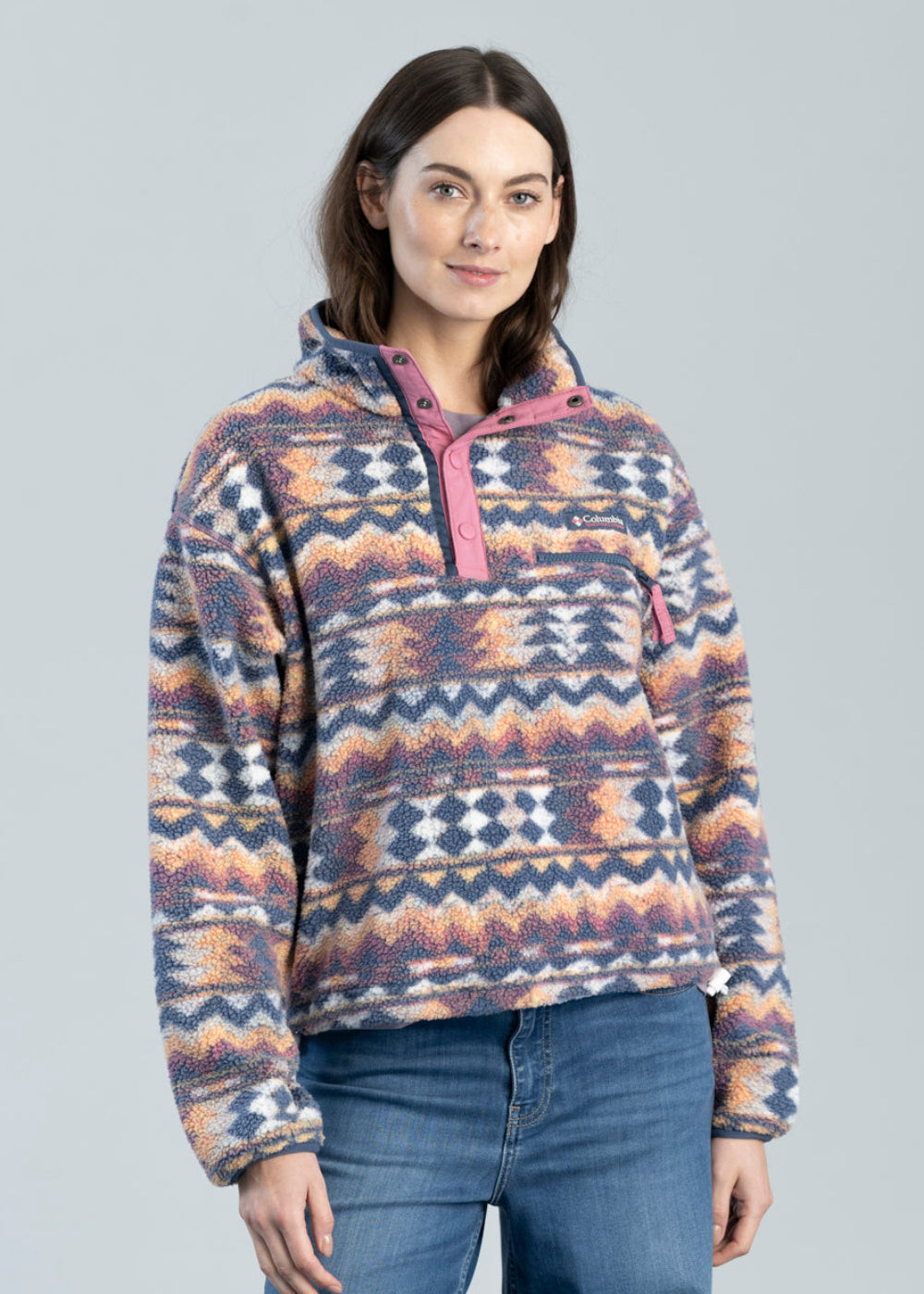 Helvetia II Printed Cropped Half Snap Fleece