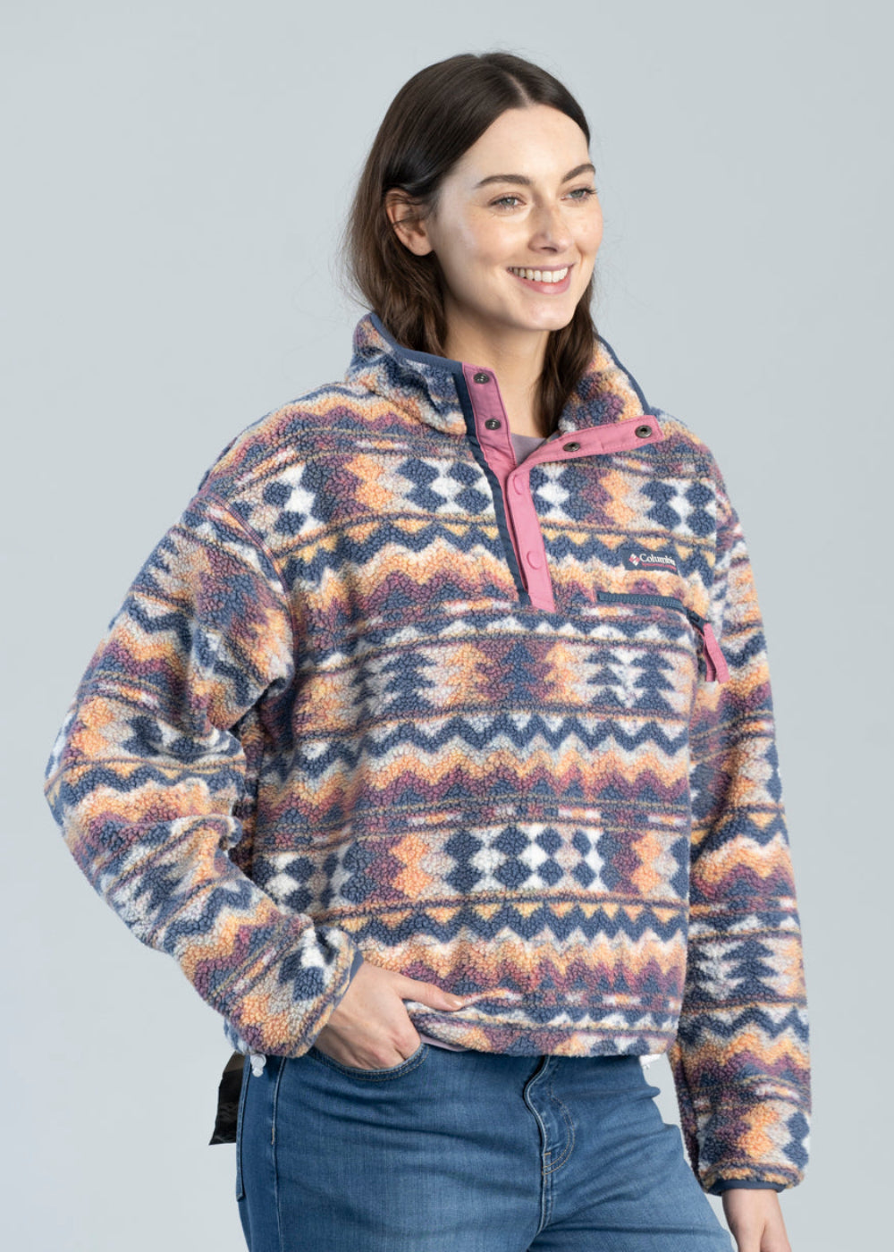 Helvetia II Printed Cropped Half Snap Fleece
