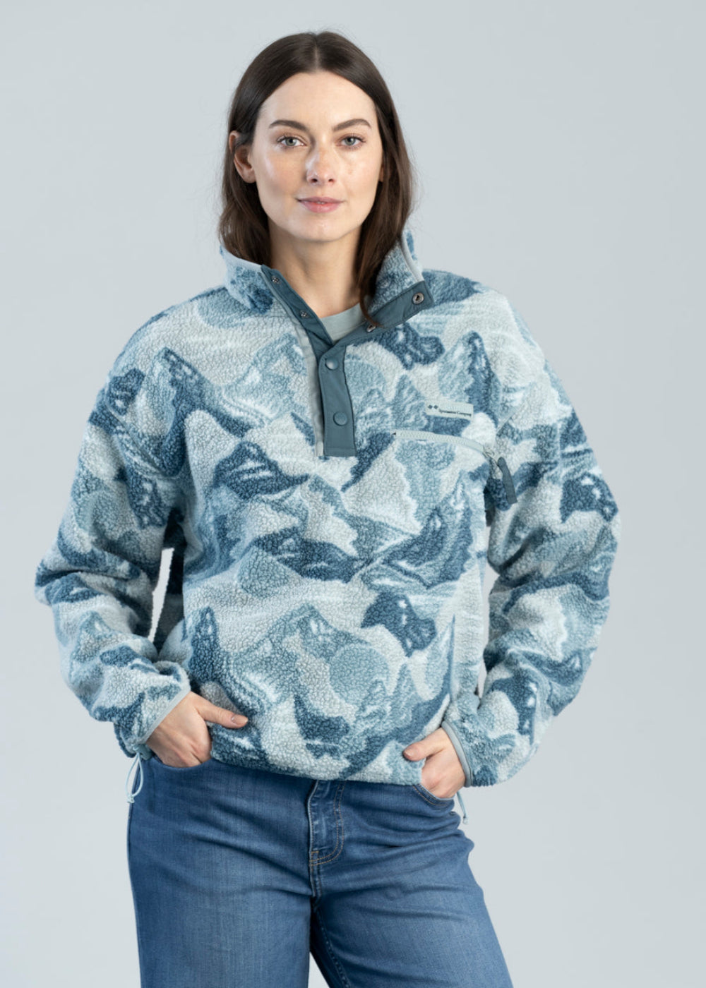 Helvetia II Printed Cropped Half Snap Fleece