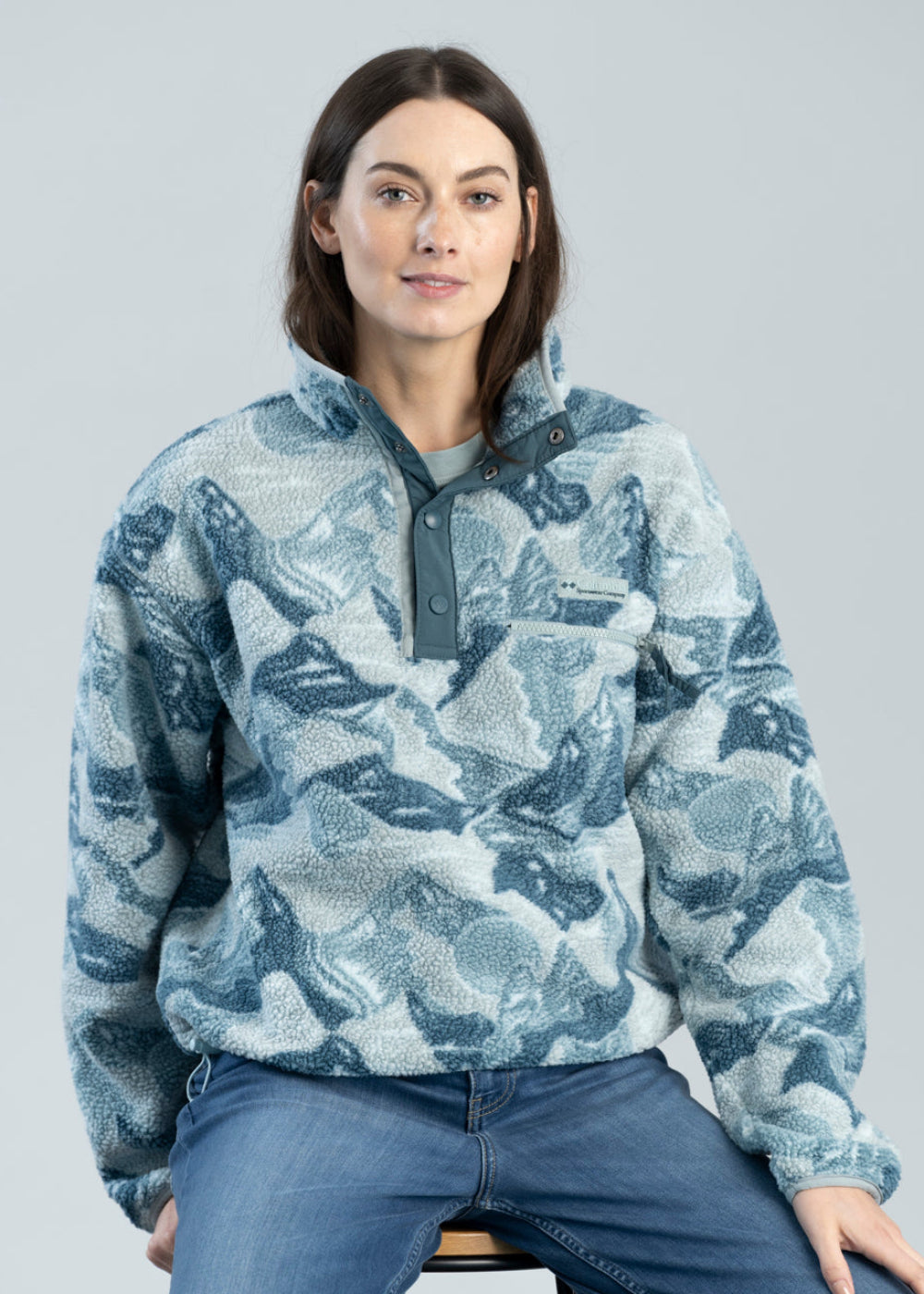 Helvetia II Printed Cropped Half Snap Fleece