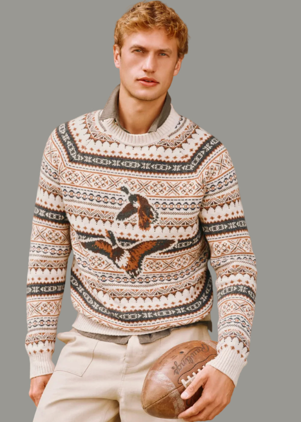 Intarsia Ducks Crew Neck
