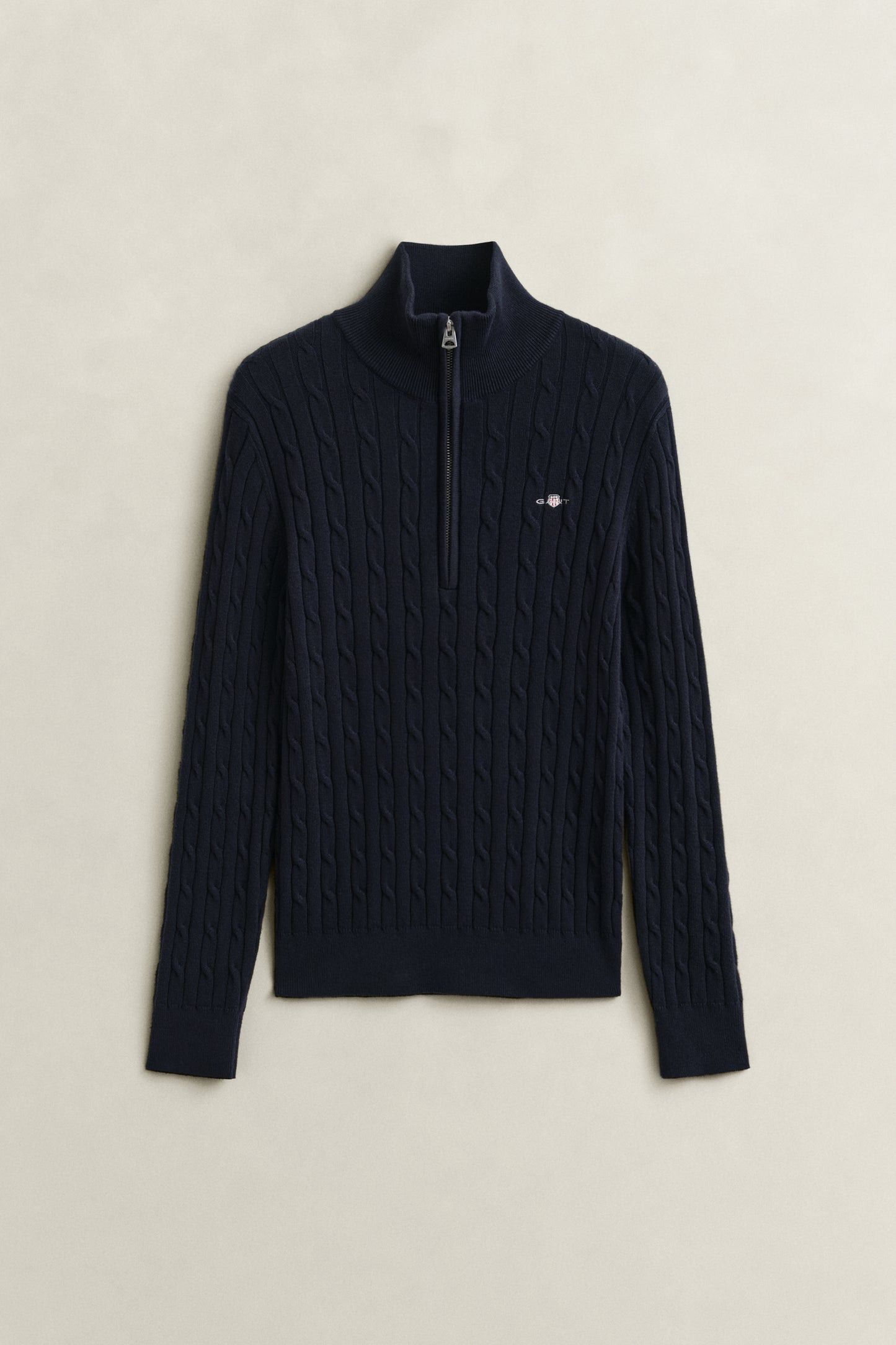 Stretch Cotton Cable Half Zip