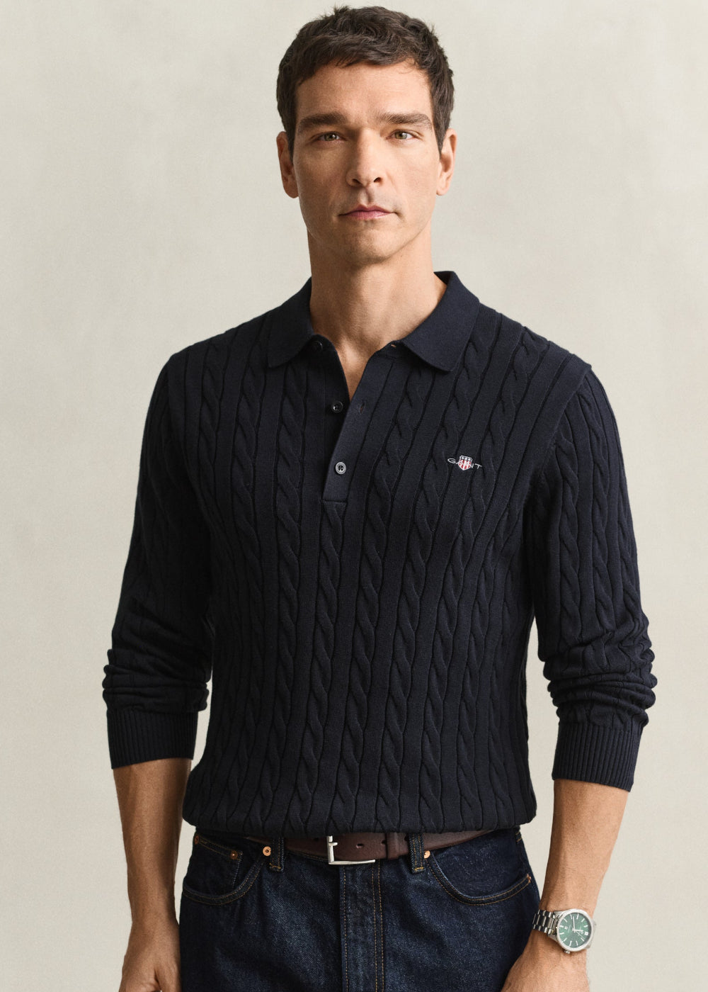 Cotton Cable Polo AW26 - Evening Blue
