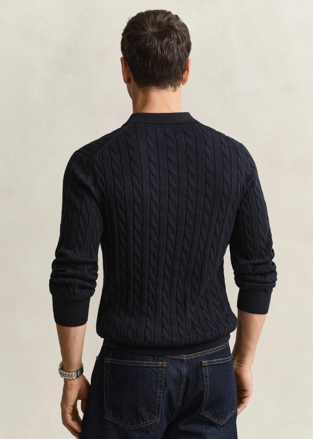 Cotton Cable Polo AW26 - Evening Blue