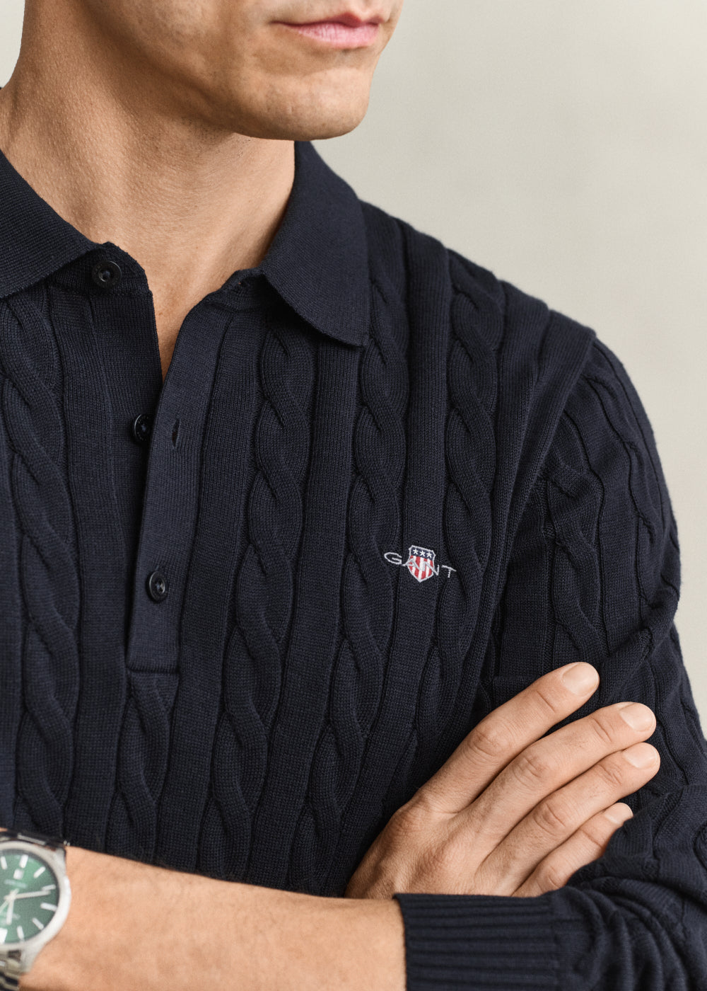 Cotton Cable Polo AW26 - Evening Blue
