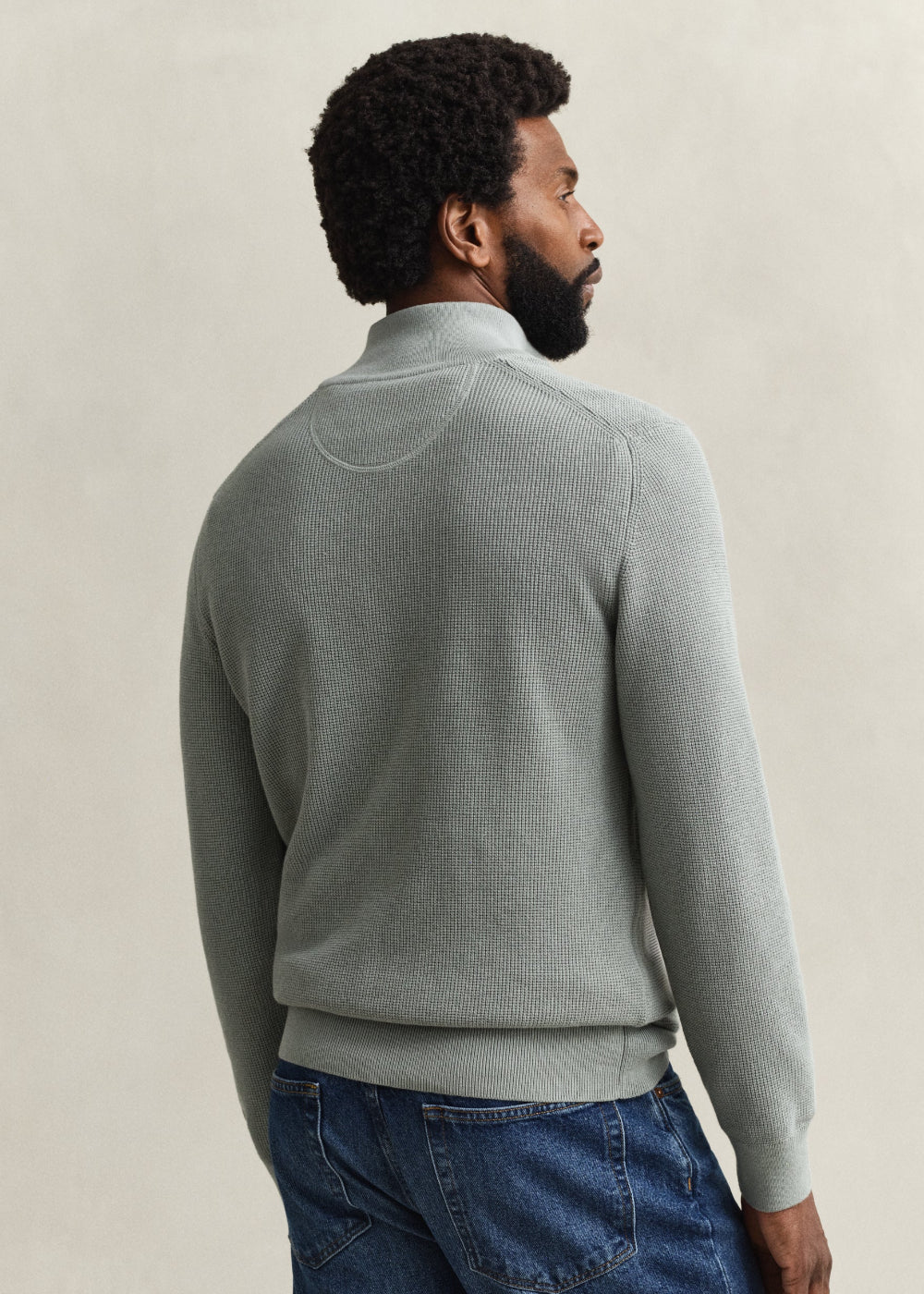 Micro Textured Cotton Half Zip