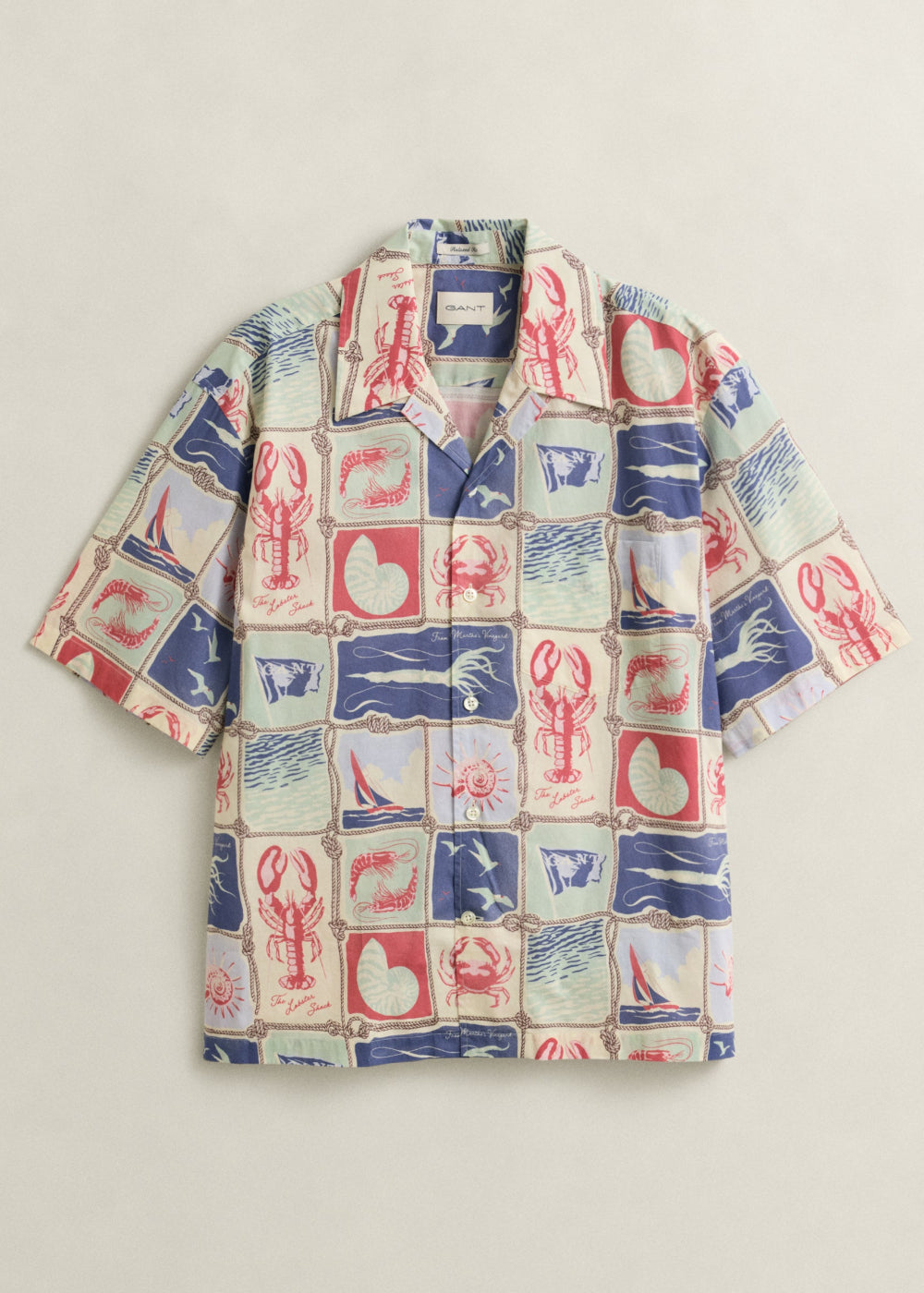 Relaxed Nautical Print Short Sleeve Shirt