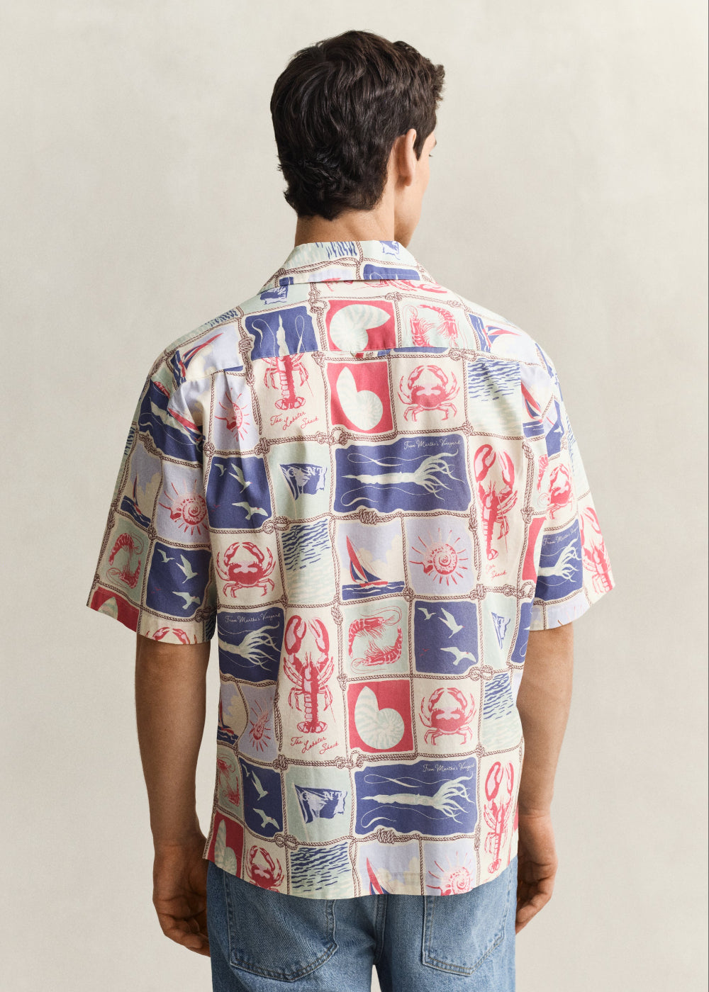 Relaxed Nautical Print Short Sleeve Shirt