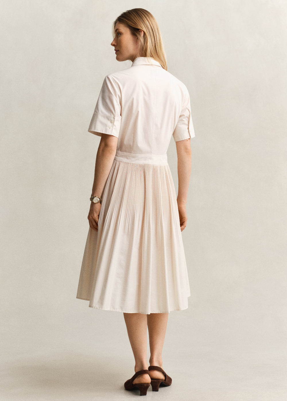 Cotton Pleated Shirt Dress