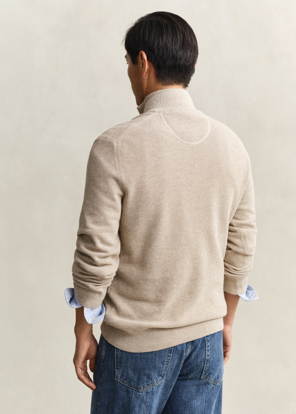 Micro Textured Cotton Half Zip
