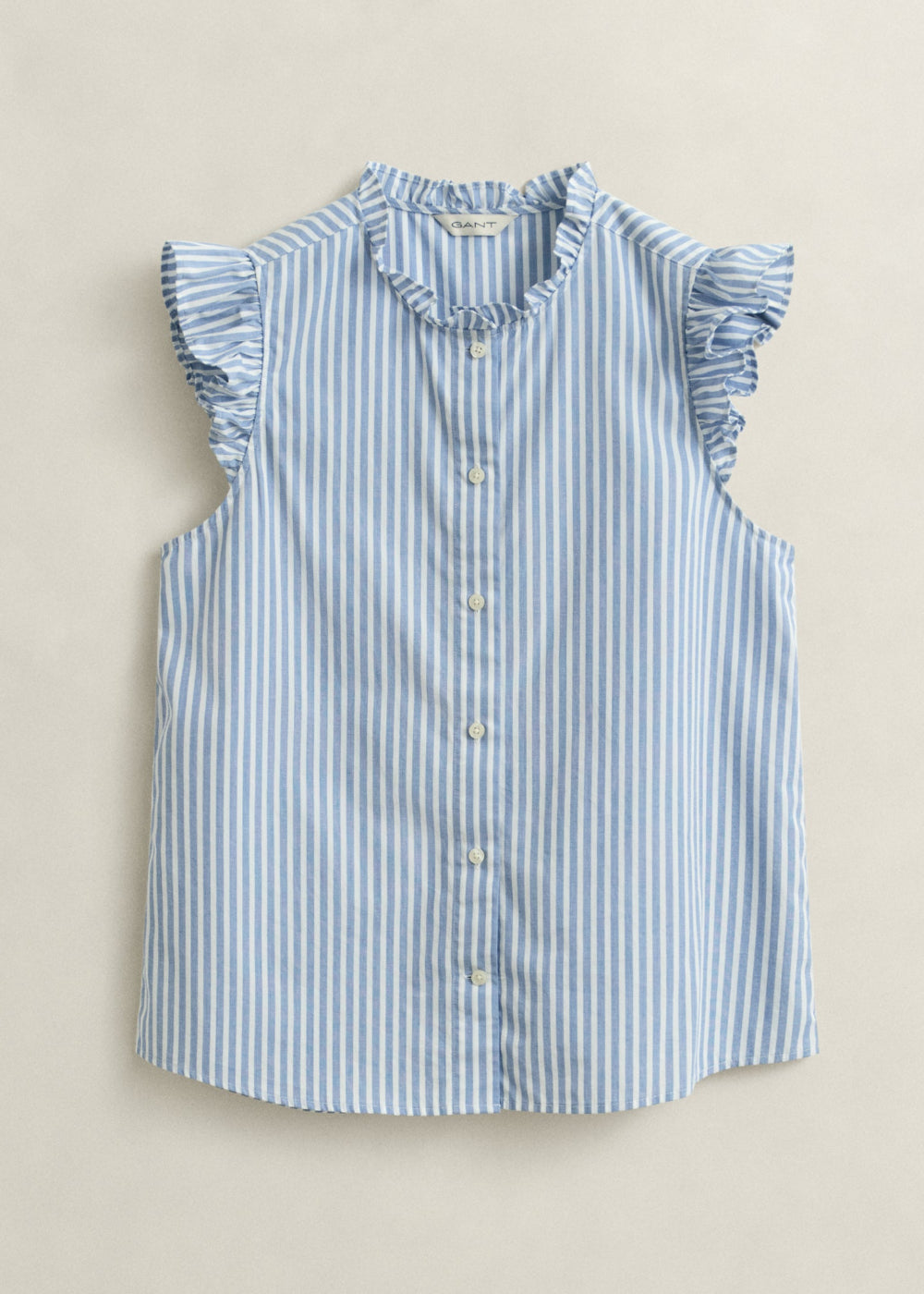 Stripe Cotton Ruffle Blouse