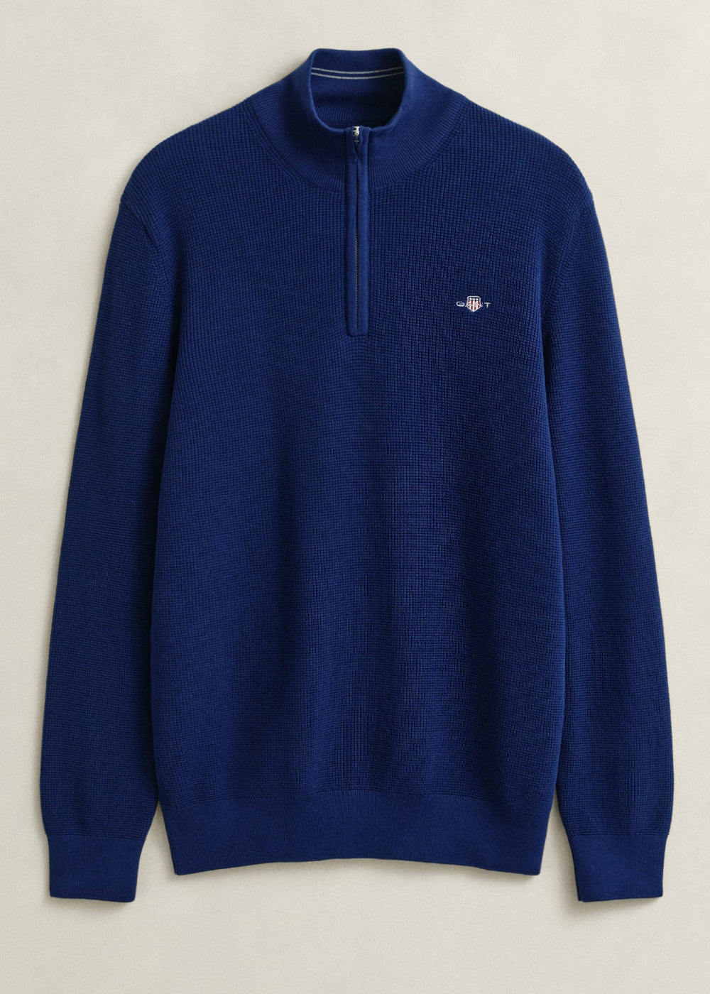 Gant Micro Textured Cotton Half Zip – Rich Navy – Humes Outfitters