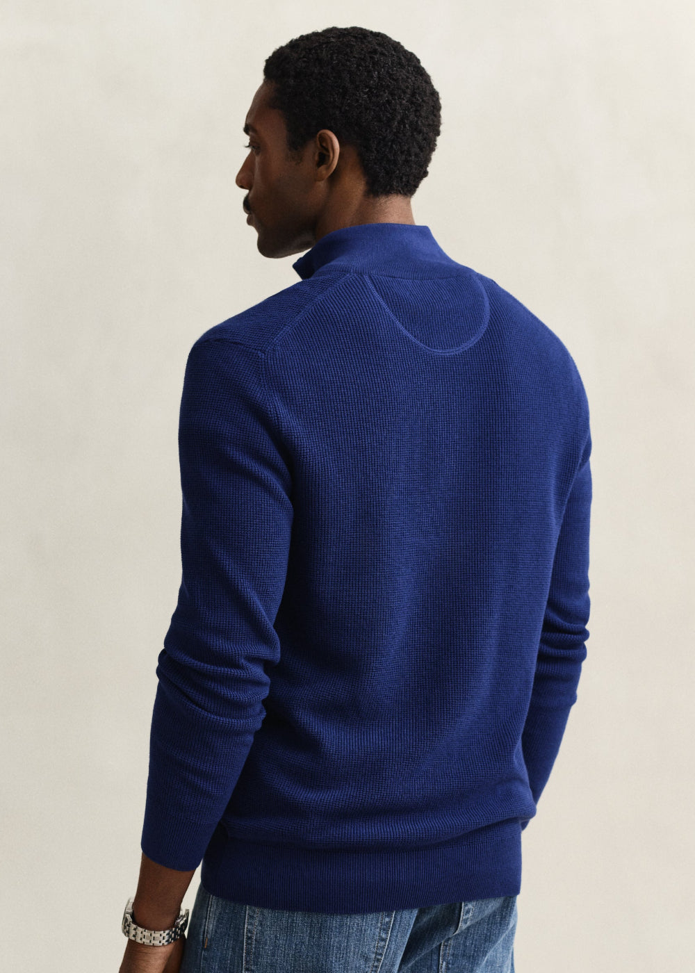 Gant Micro Textured Cotton Half Zip – Rich Navy – Humes Outfitters