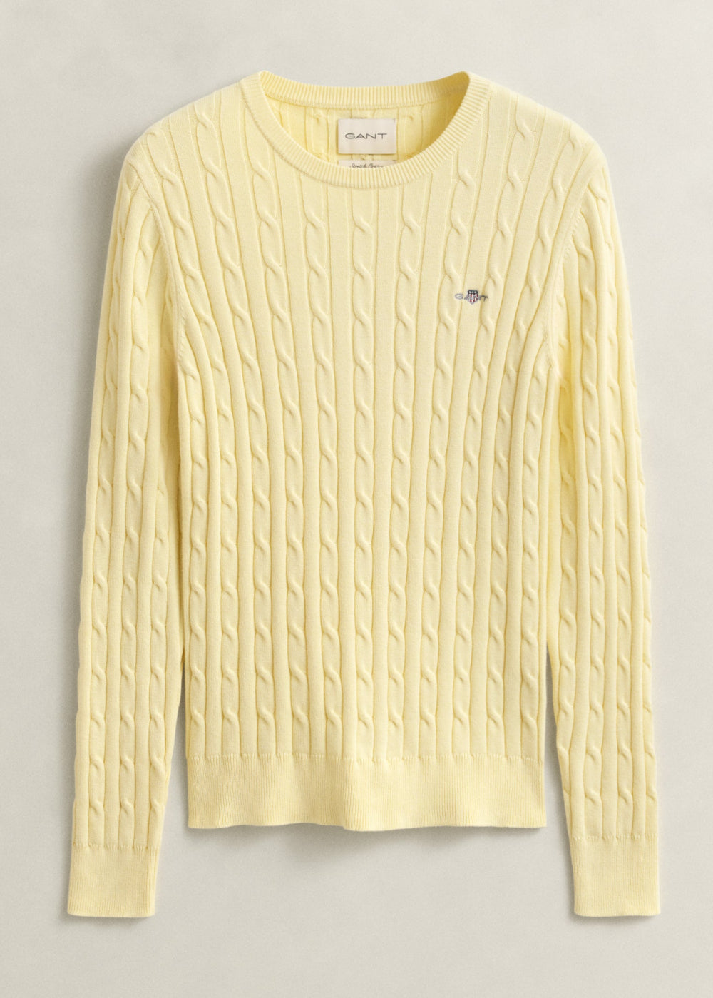 Stretch Cotton Cable Crew Knit