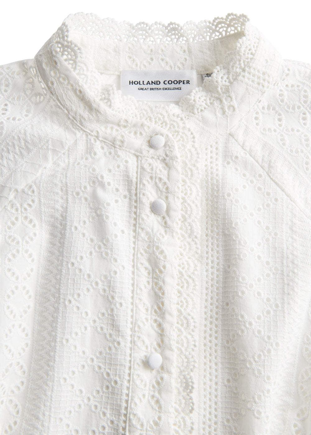 Aimee Collarless Broderie Dress