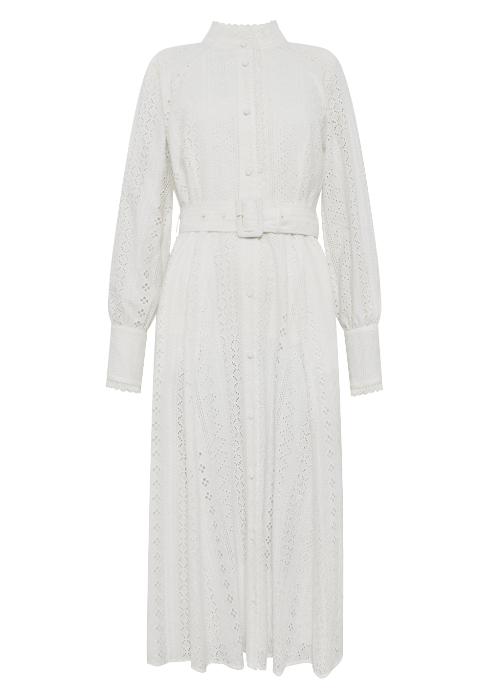 Aimee Collarless Broderie Dress