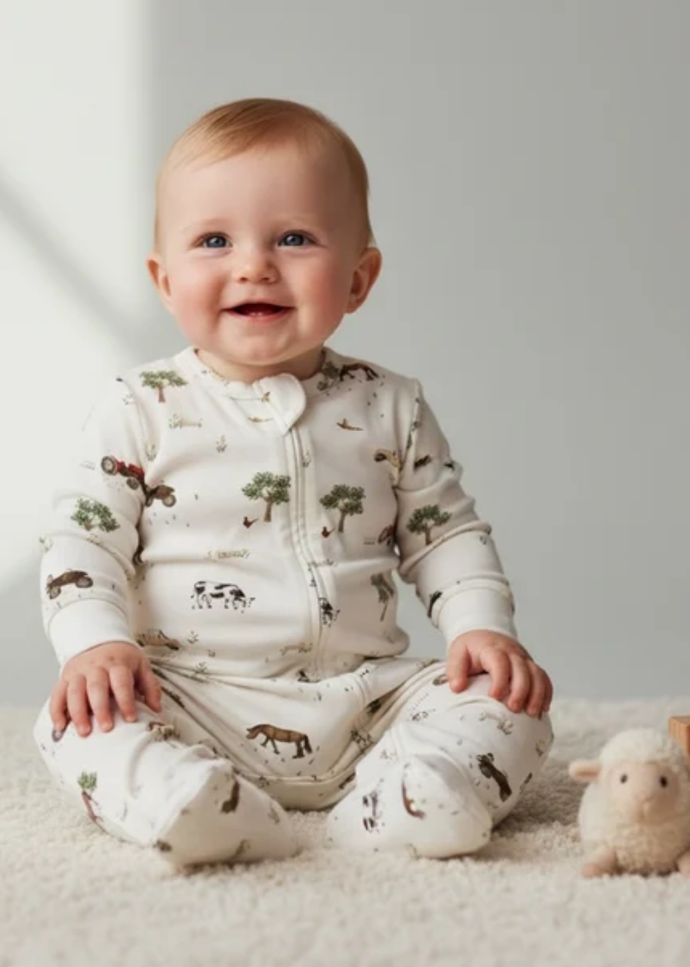 On The Farm Print Zip Style Sleepsuit