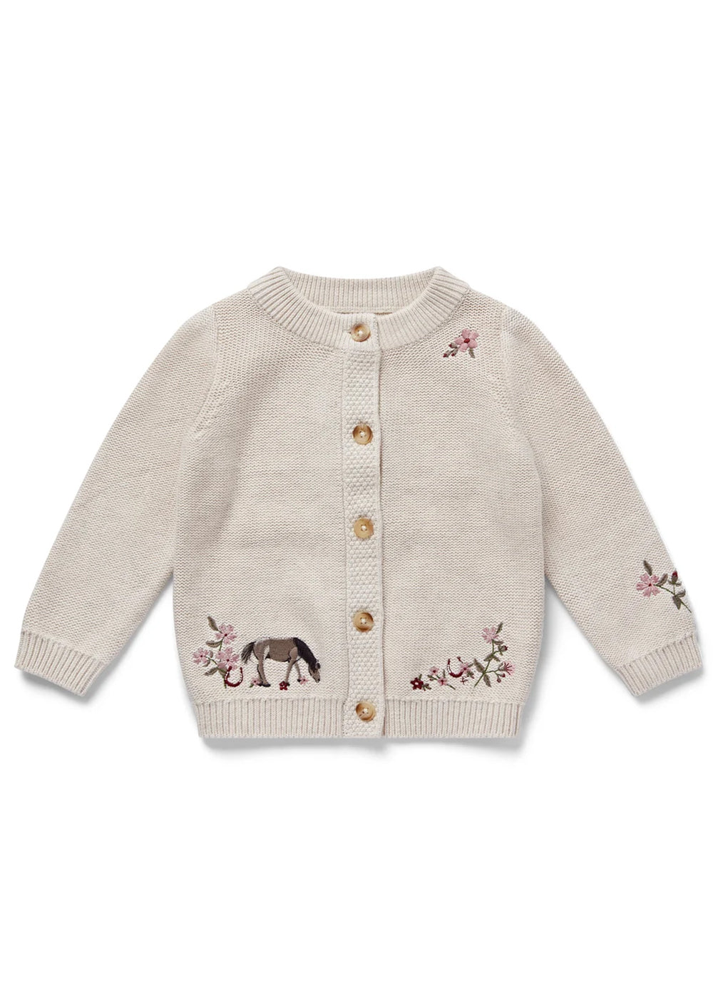 Organic Cotton Horse Embroidered Cardigan