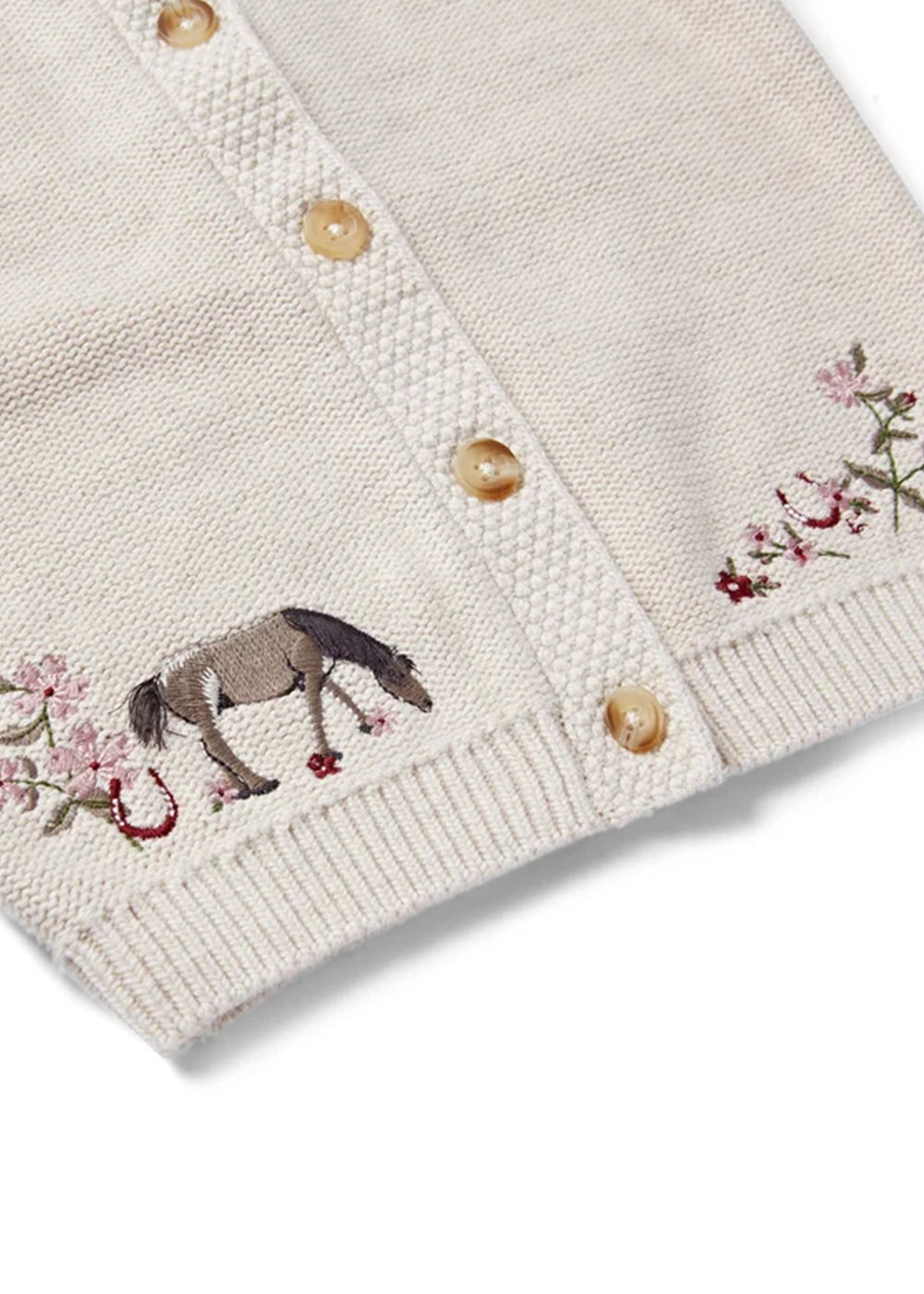 Organic Cotton Horse Embroidered Cardigan