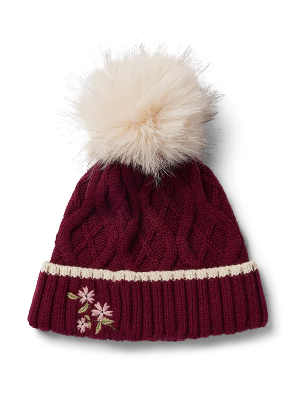Horseshoe Floral Knit Hat