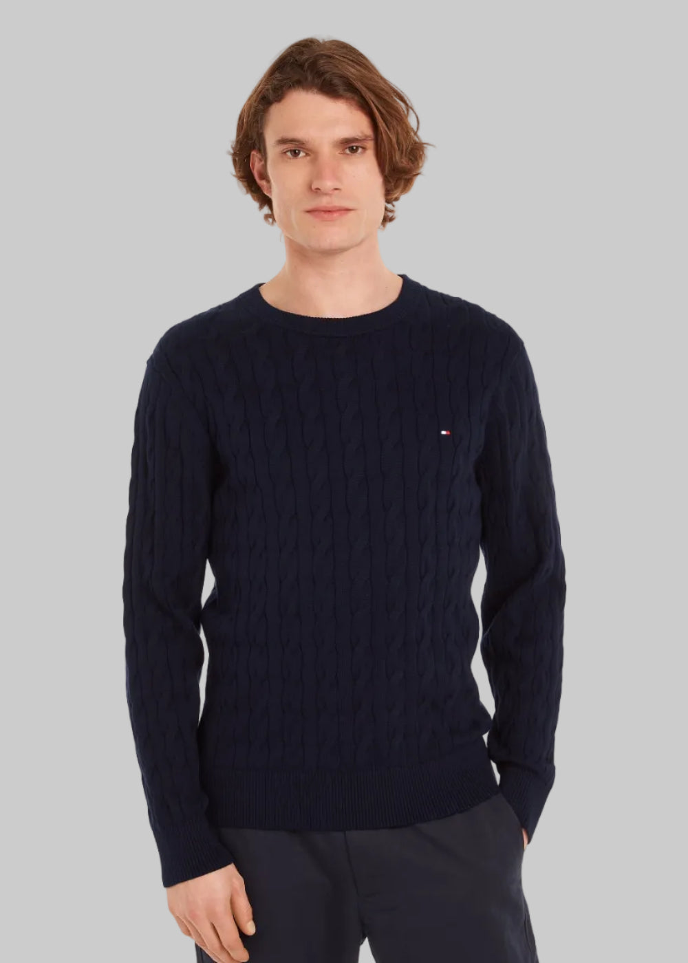 Classic Cotton Cable Crew Neck