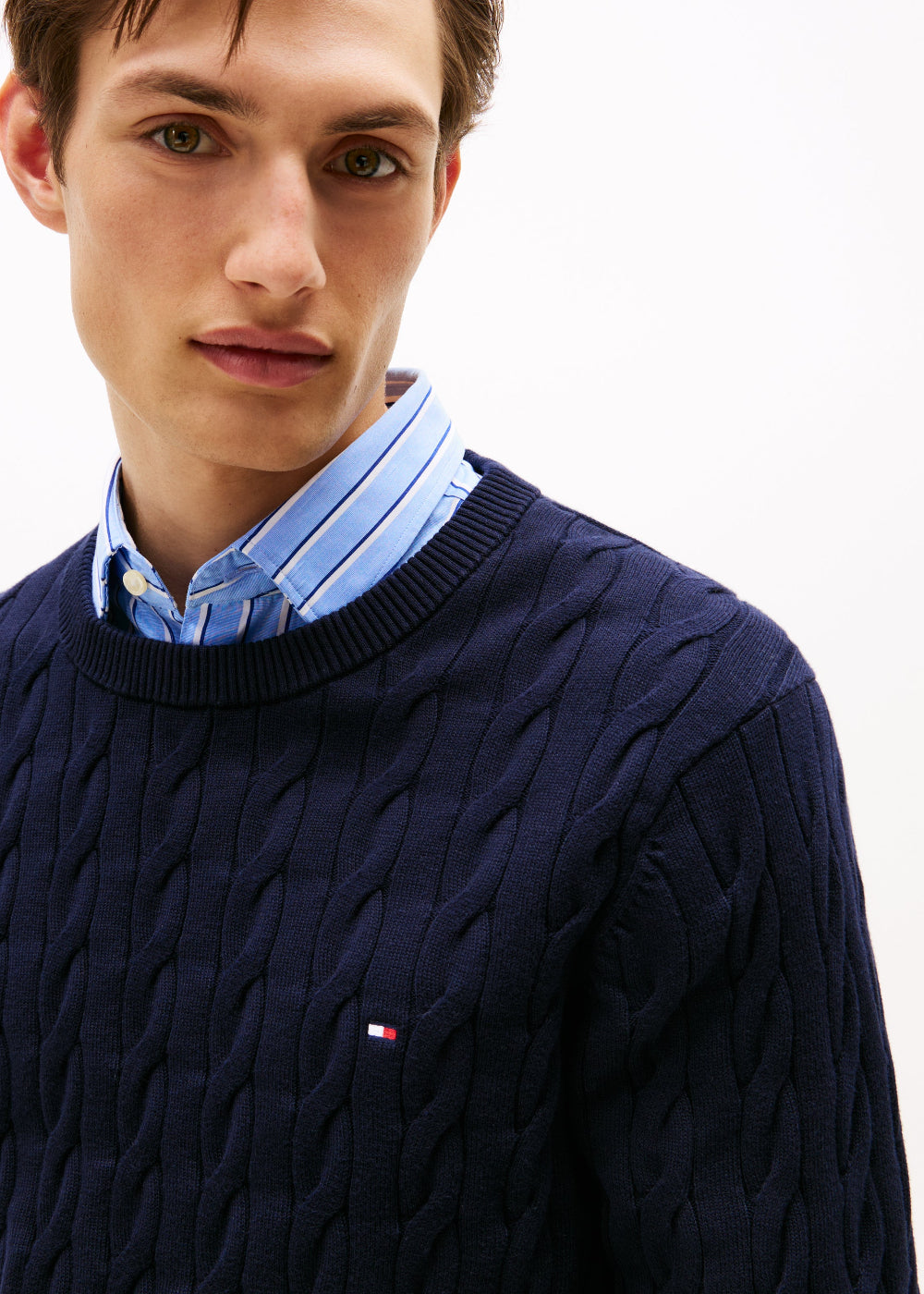Classic Cotton Cable Crew Neck