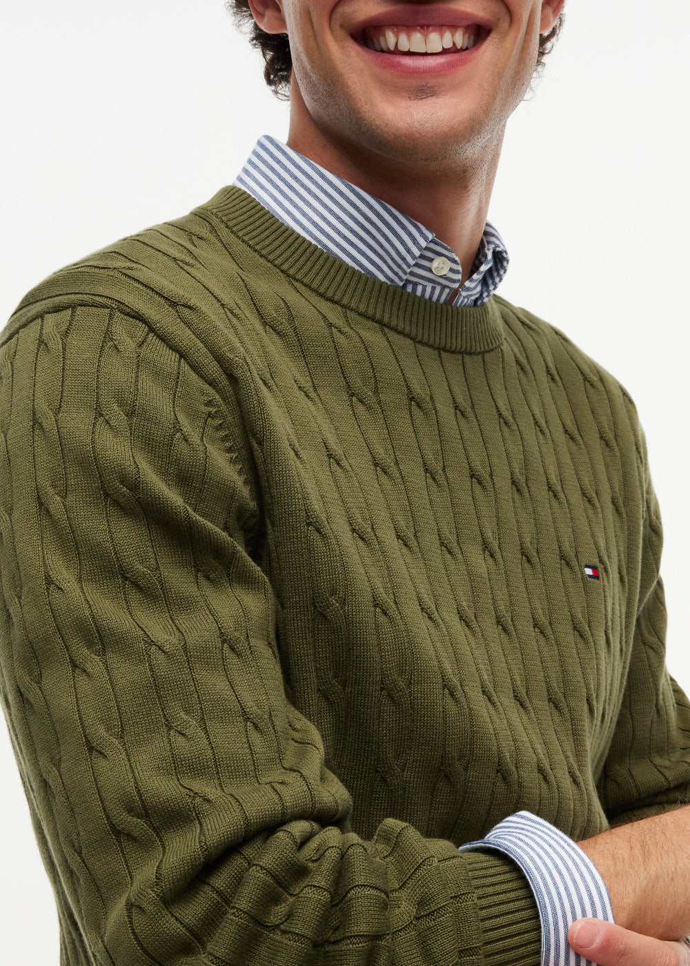 Classic Cotton Cable Crew Neck