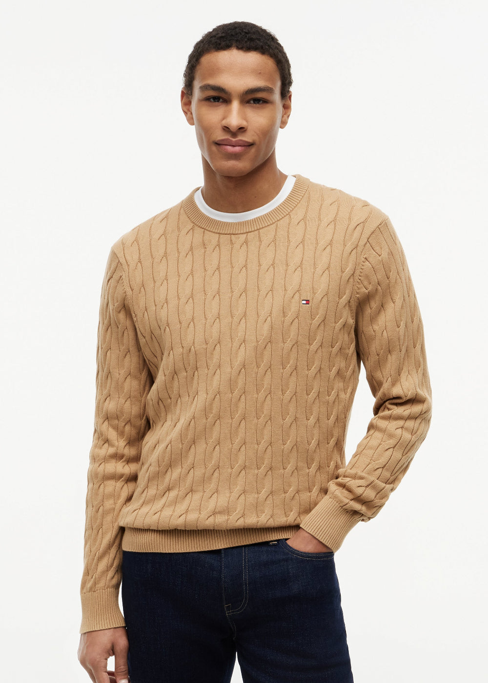 Classic Cotton Cable Crew Neck