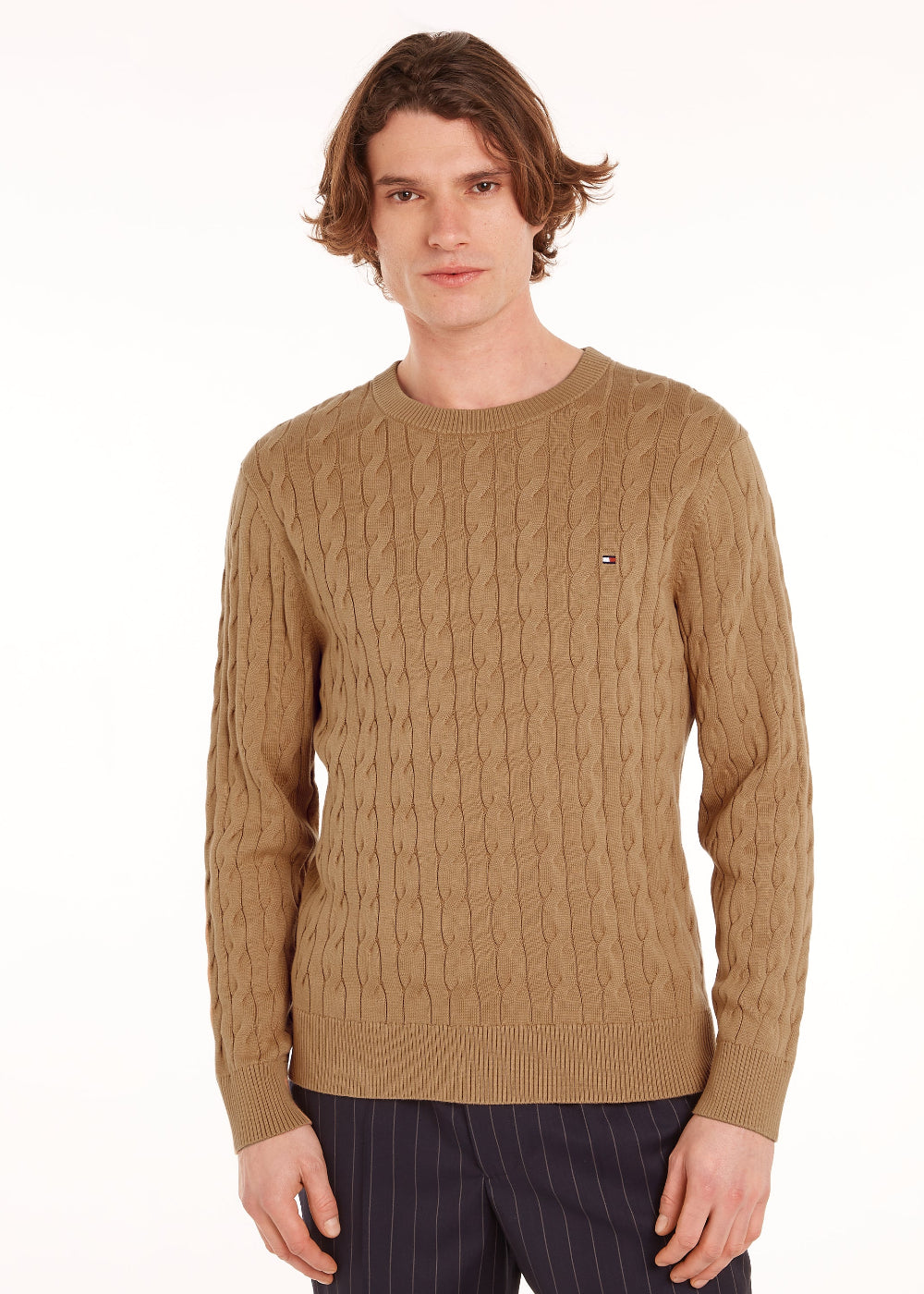 Classic Cotton Cable Crew Neck