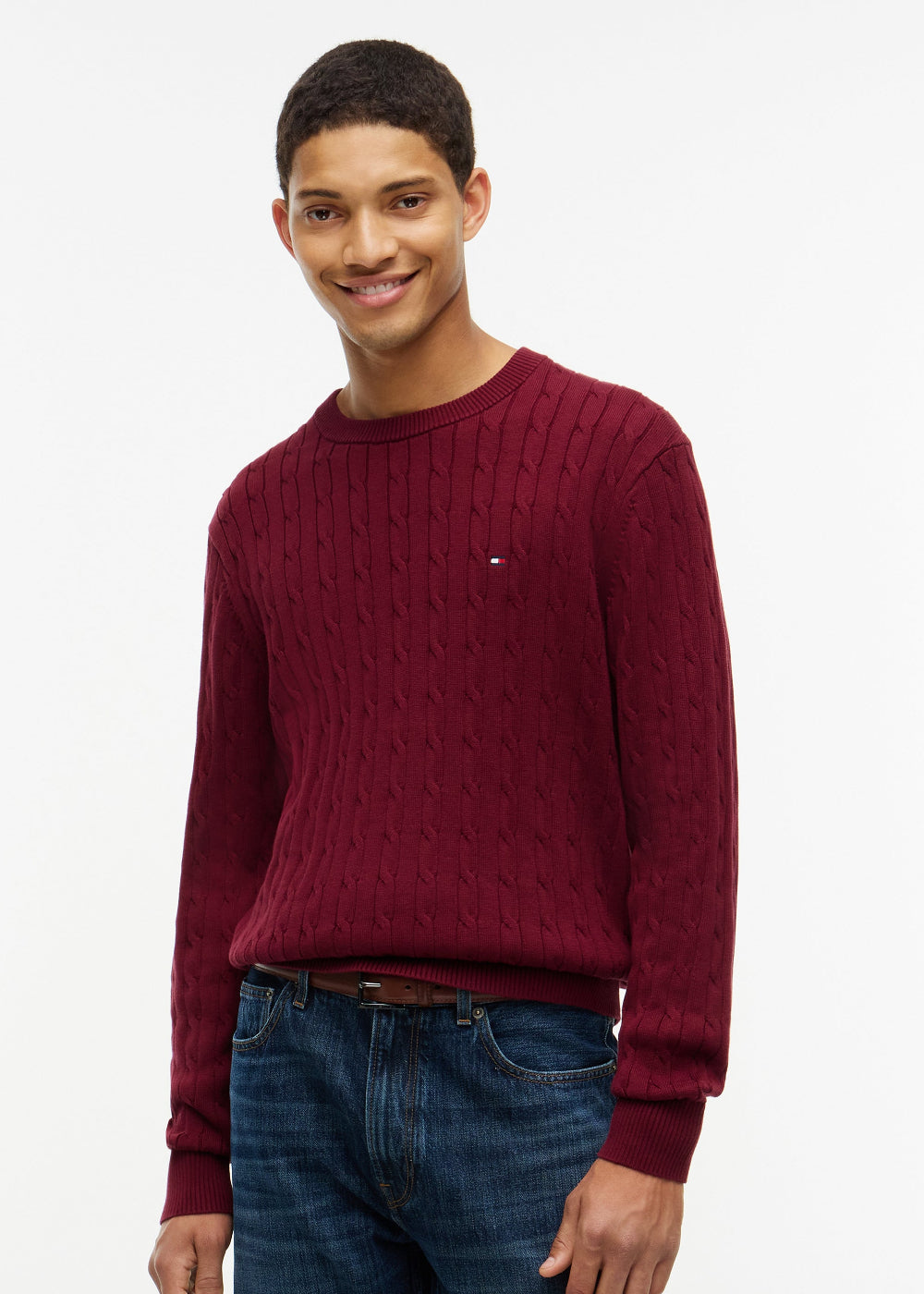 Classic Cotton Cable Crew Neck