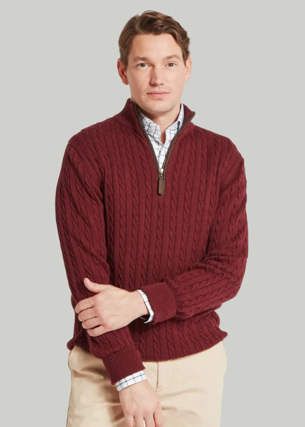 Calton Cotton Cashmere Cable 1/4 Zip Jumper