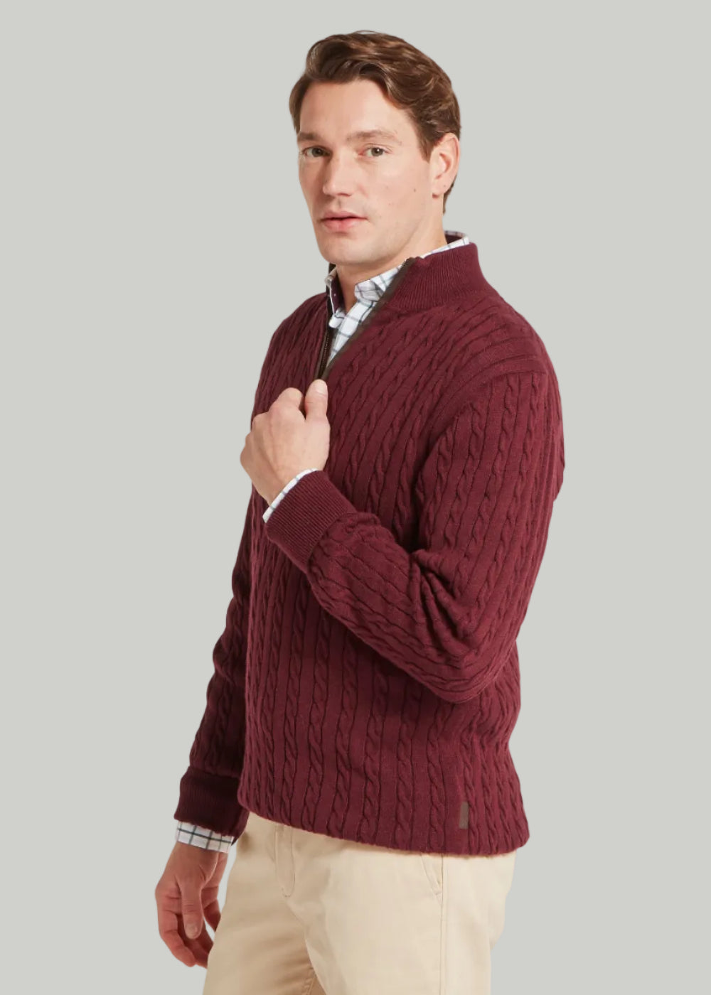 Calton Cotton Cashmere Cable 1/4 Zip Jumper