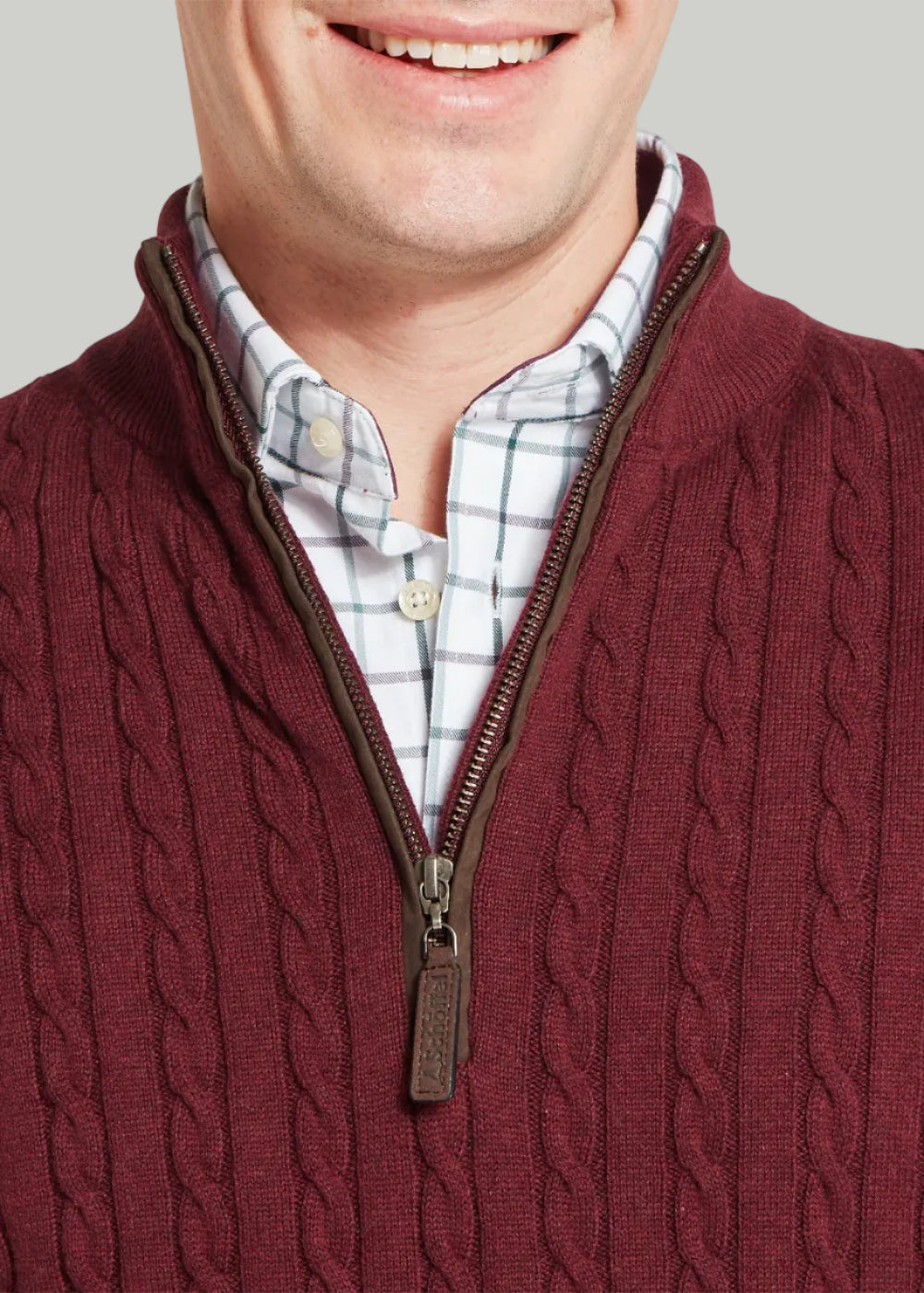 Calton Cotton Cashmere Cable 1/4 Zip Jumper