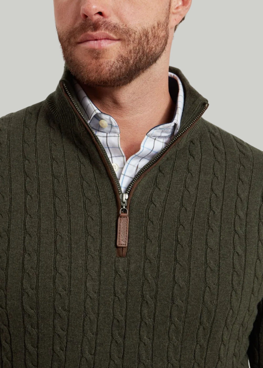 Calton Cotton Cashmere Cable 1/4 Zip Jumper