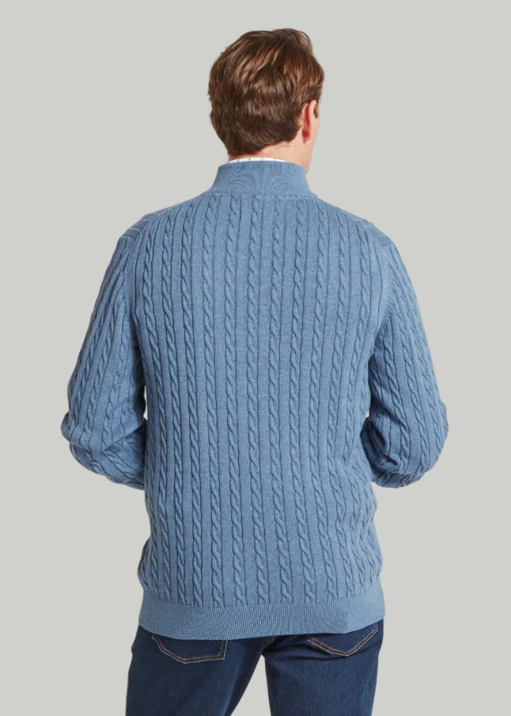 Calton Cotton Cashmere Cable 1/4 Zip Jumper