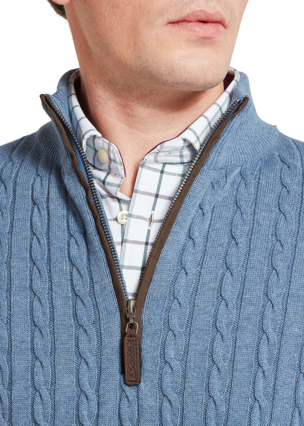 Calton Cotton Cashmere Cable 1/4 Zip Jumper