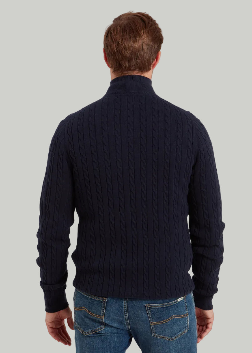 Calton Cotton Cashmere Cable 1/4 Zip Jumper