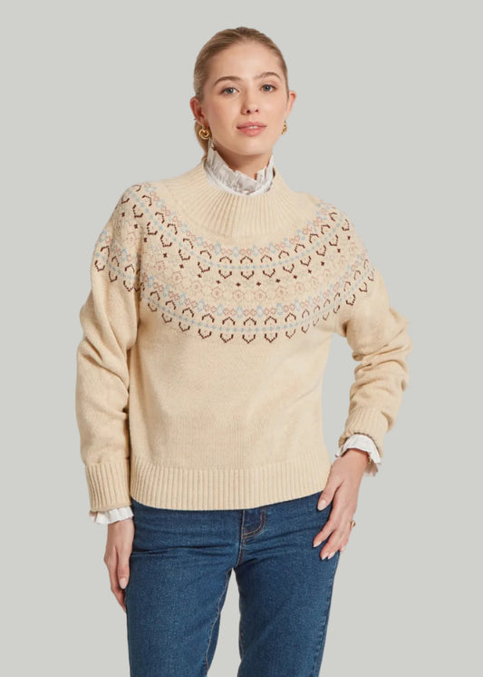Tresness Fairisle Jumper AW26 - Port/Lake Blue