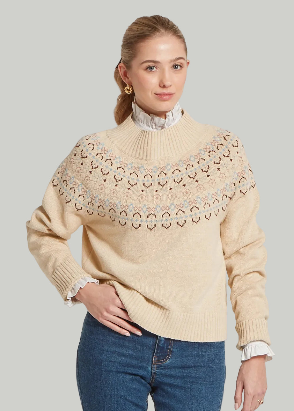 Tresness Fairisle Jumper AW26 - Port/Lake Blue