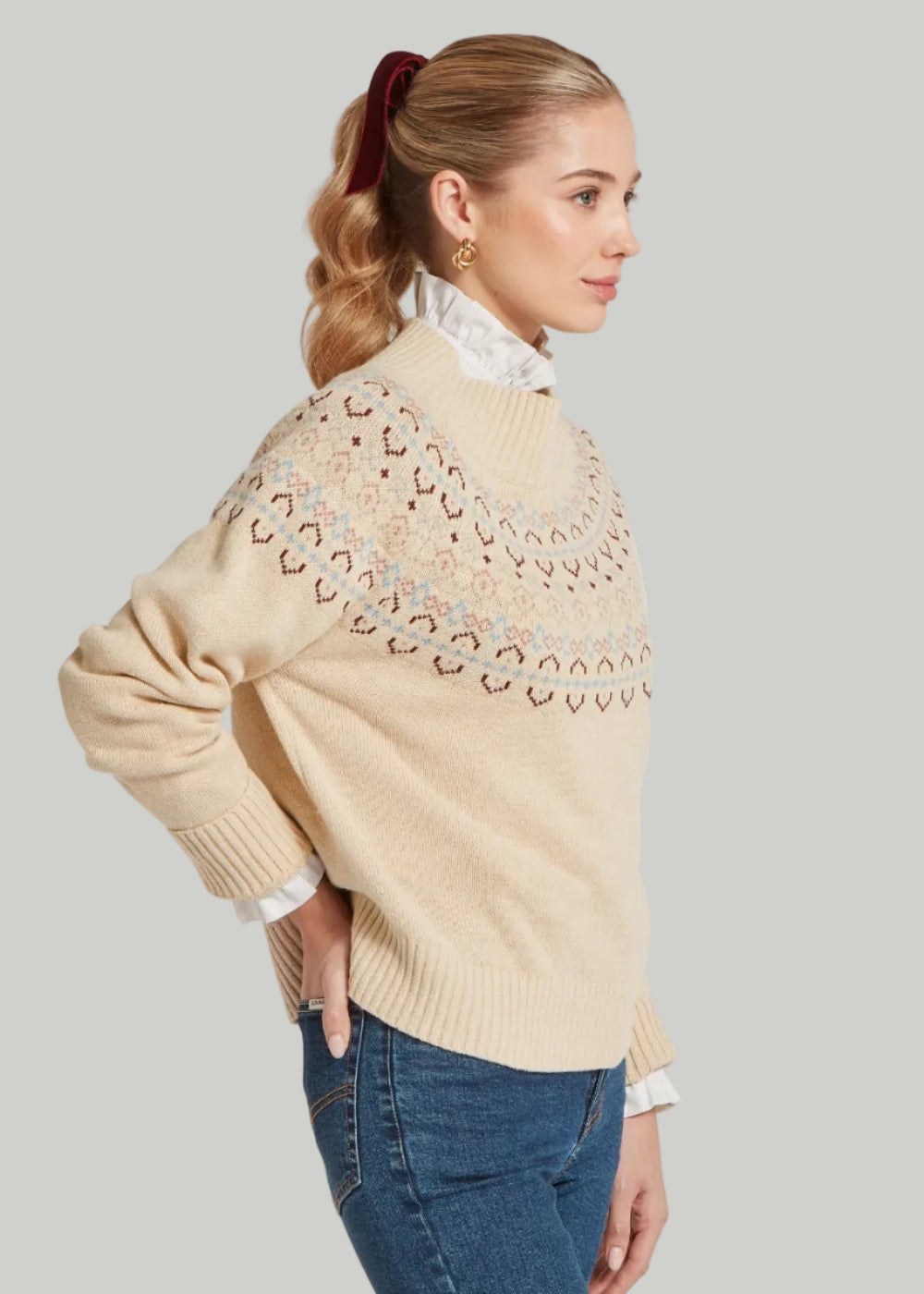 Tresness Fairisle Jumper AW26 - Port/Lake Blue