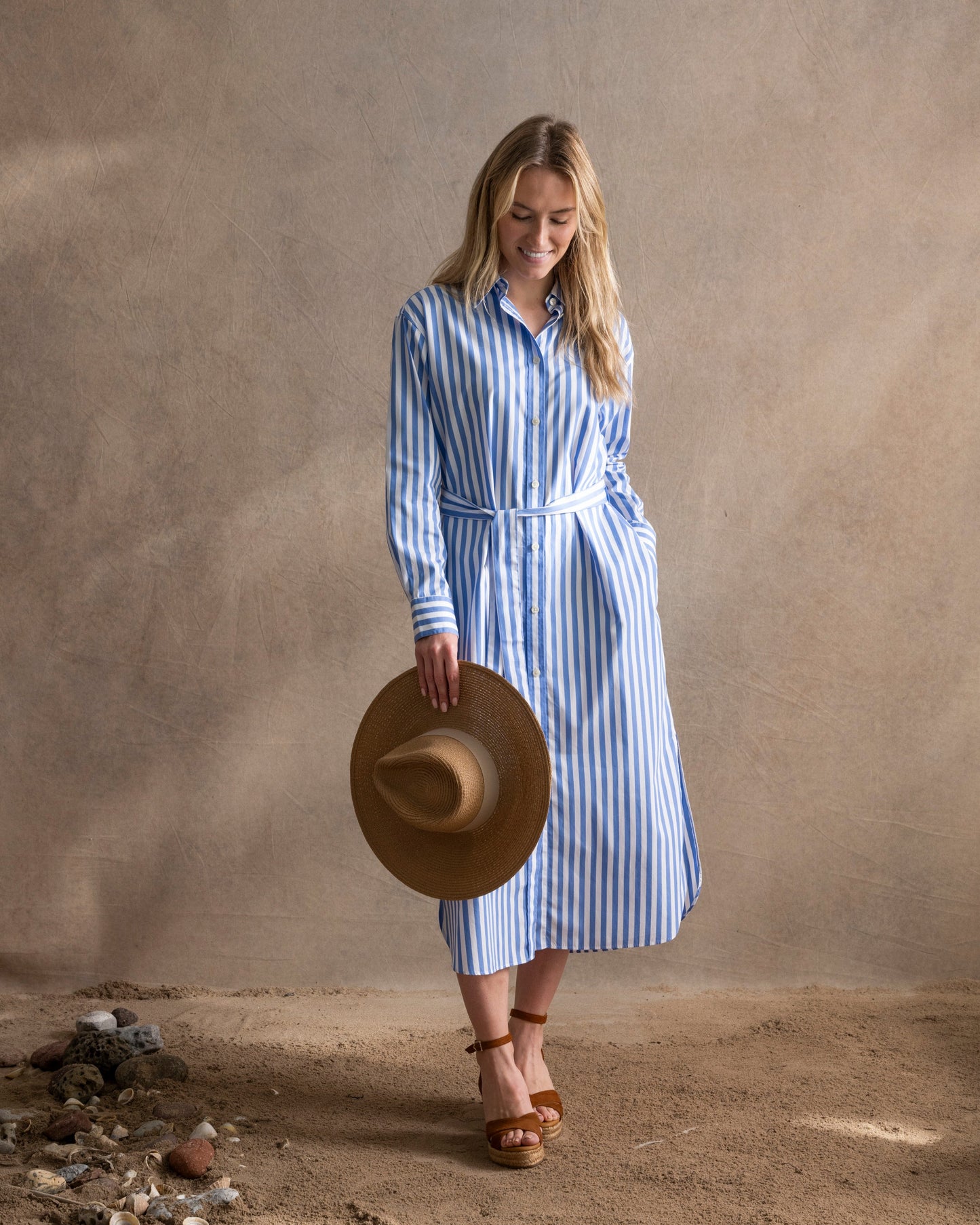 Striped Poplin Shirt Dress